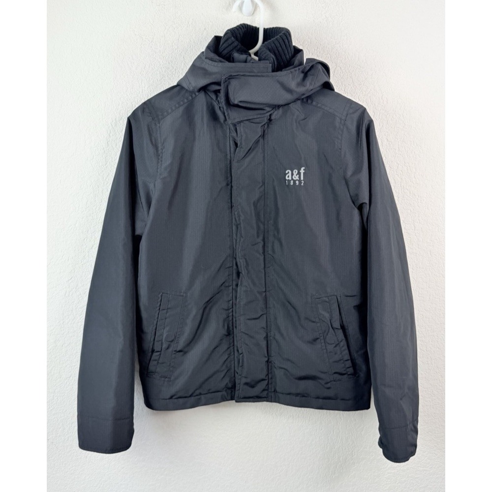 Abercrombie A&F All-Season Weather Warrior Jacket Boys Youth L Gray Hooded